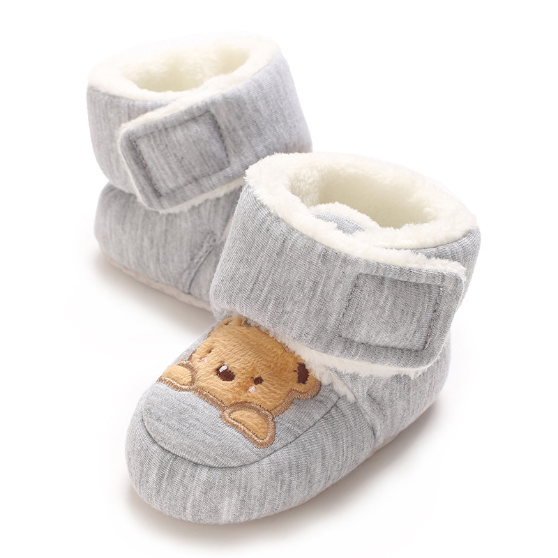 Solid Color Snow Boots Soft Cloth Sole Walking Shoes for 0-1 Year Old Babyboys Girls Casual Fashion Autumn Winter
