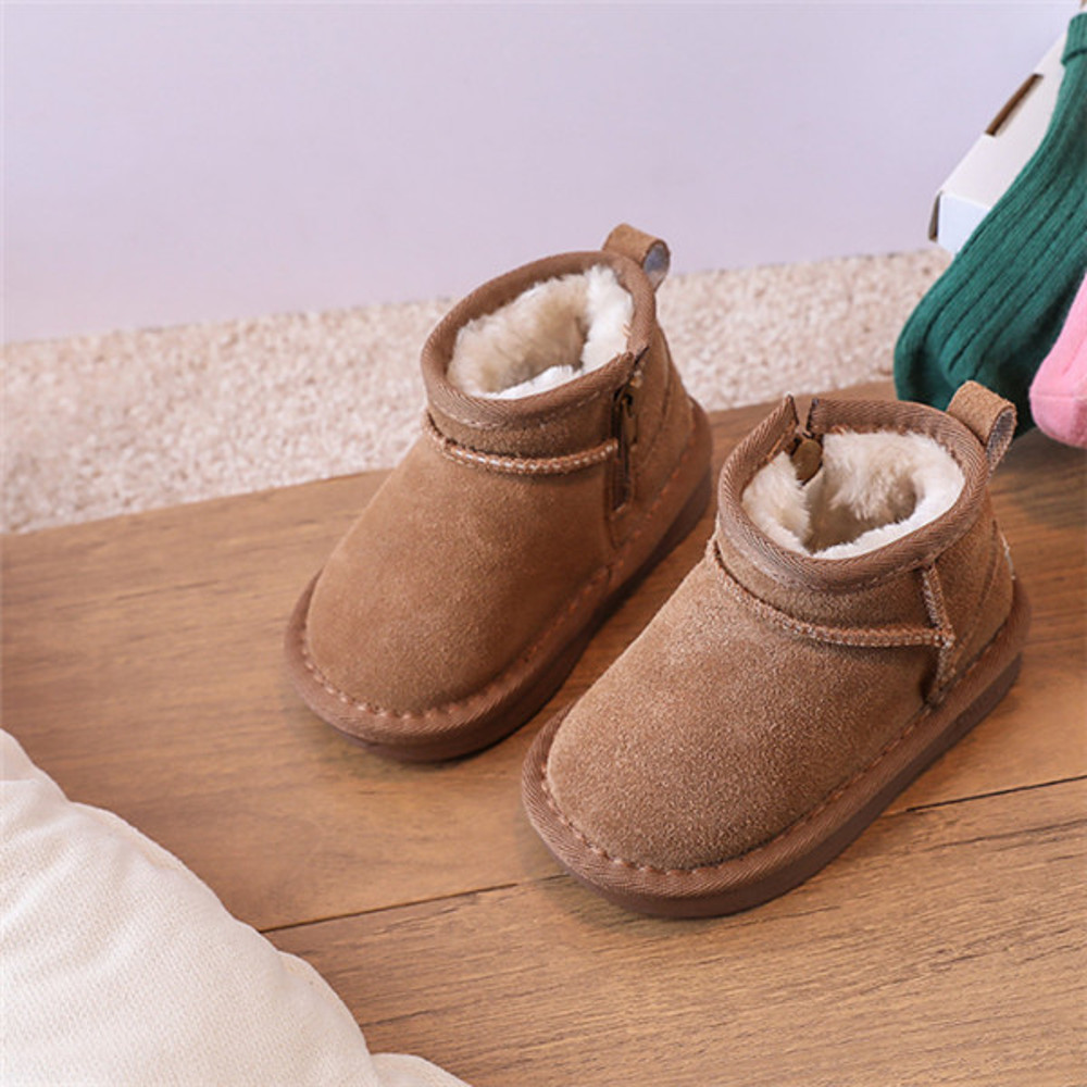 New Winter Baby Snow Boots leather Warm Plush Little Boys Shoes Non slip Fashion Todd Girls Boots Cozy Winter Protection