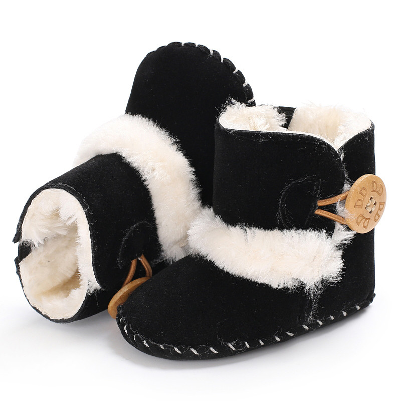 Winter Baby Plush Thickened Warm Rubber Sole Snow Boots, Anti Slip Indoor Outdoor First Step Toddler Walking Shoes