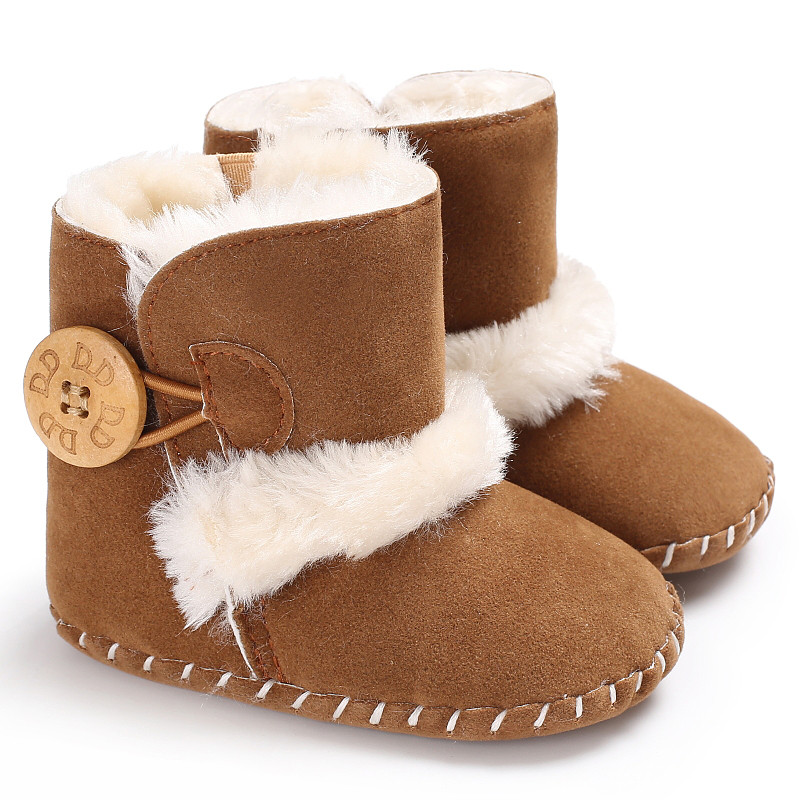 Winter Baby Plush Thickened Warm Rubber Sole Snow Boots, Anti Slip Indoor Outdoor First Step Toddler Walking Shoes