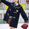 Women JK Preppy Style Thick Warm Winter Original Navy Collar Woolen Coat, Long Peacoat Overcoat Dress Coat