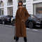 Womens Winter Trench Coat Notched Lapel, Mid-Long One Button Pea Coat, Casual Work Office Overcoat Jacket with Pockets