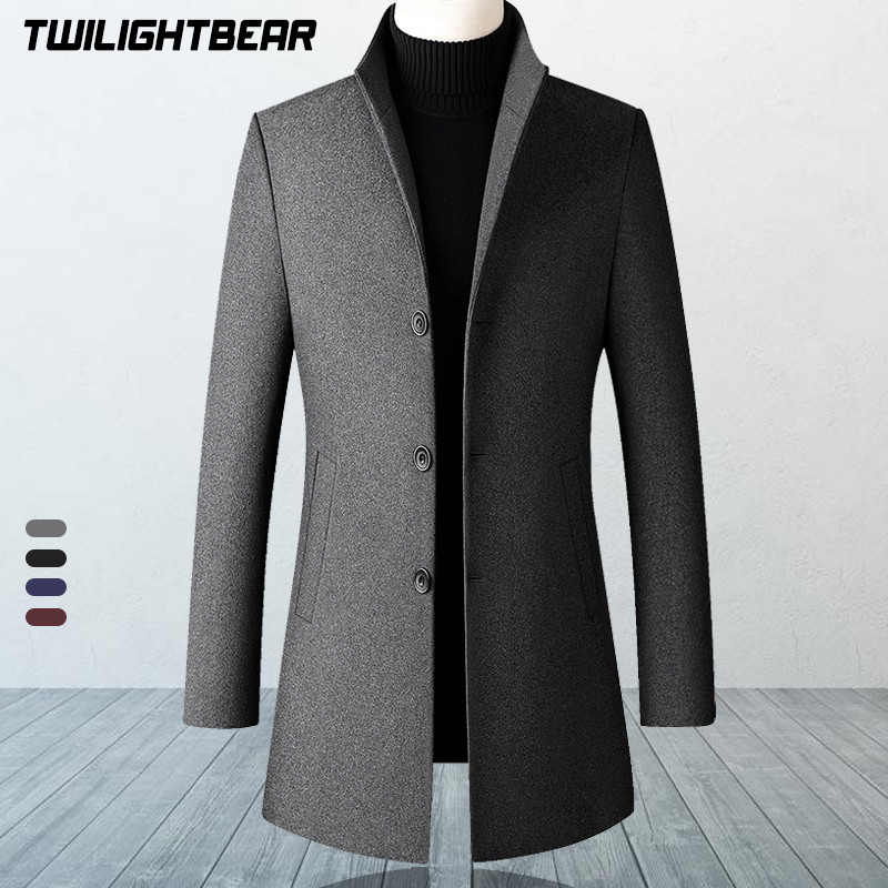 Men's Wool Pea Coat Winter Jacket, Oversized Solid Overcoat, Business Casual Coat, Stylish Woollen Clothing