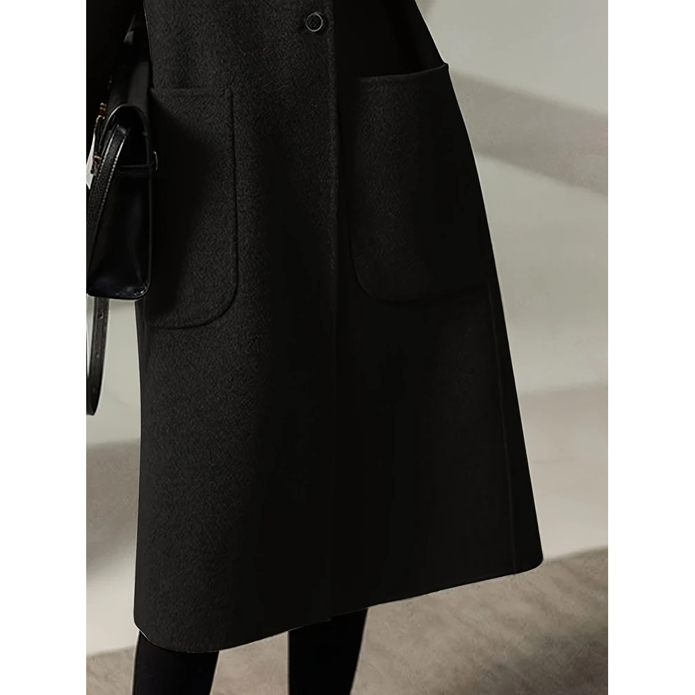 Oversized Plus Size Long Trench Coat Elegant Wool Blend Pea Coat Single Breasted Winter Warm Coat W 1