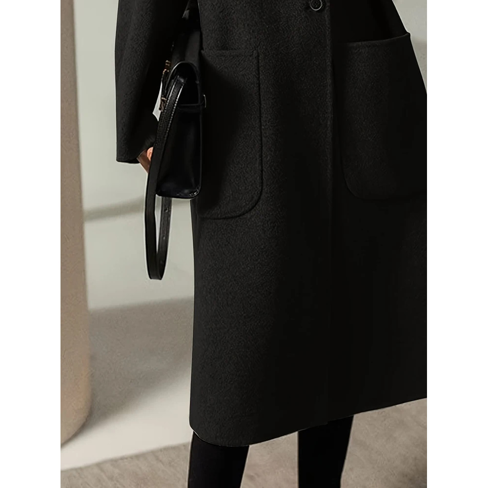 Oversized Plus Size Long Trench Coat Elegant Wool Blend Pea Coat Single Breasted Winter Warm Coat W 4