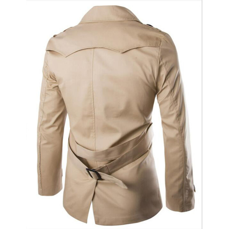 Cotton Men Trench Coats with Belt, Mens Spring Autumn Windbreak Overcoat, Male Double Breasted Peacoat