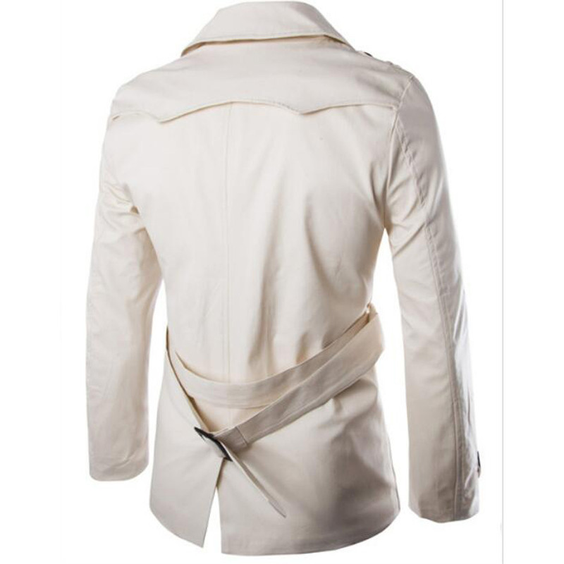 Cotton Men Trench Coats with Belt, Mens Spring Autumn Windbreak Overcoat, Male Double Breasted Peacoat