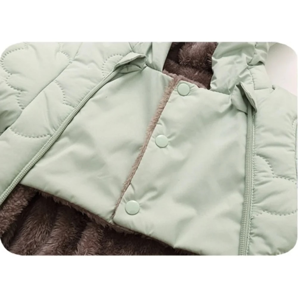 Toddler Baby Girl Boy Snowsuit Thickened Fleece Lined Hooded Romper Double Layer 0-2Y Cute Bear Ears Winter Warm