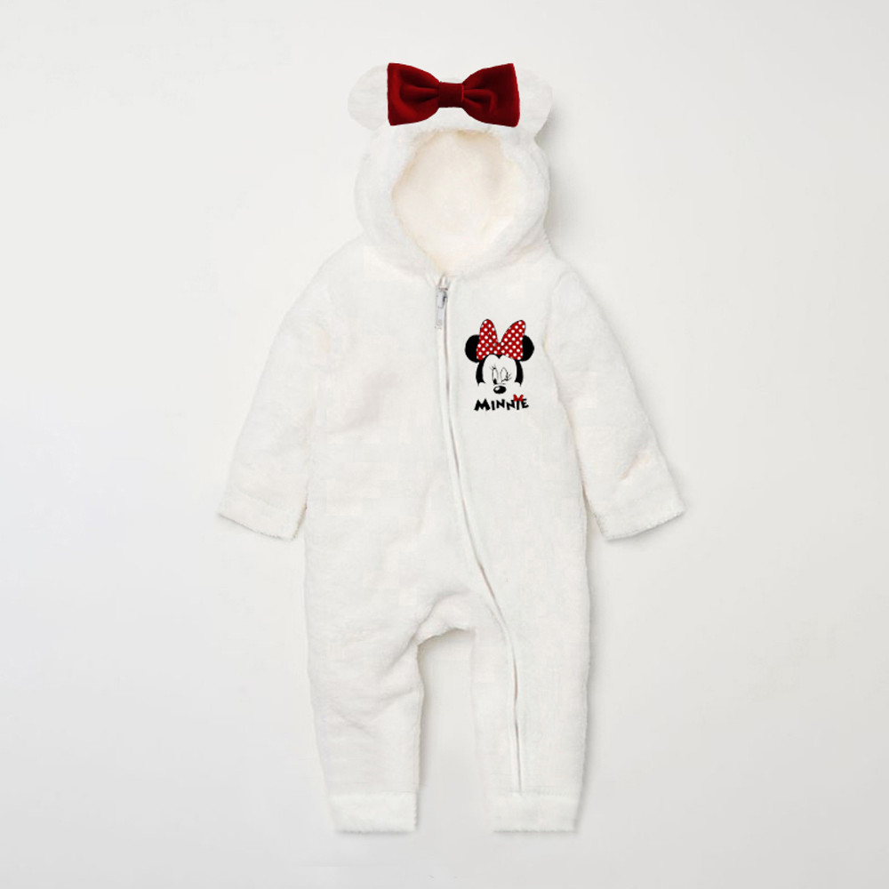 Mickey Baby Rompers Winter Autumn Newborn Clothes Fleece Warm Hooded Baby Jumpsuit Outwear Costume  2