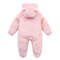 Autumn Winter Newborn Baby Footed Romper Warm Fleece Jumpsuit with Bear Ears Cute Star Cartoon Print One Piece Outfit