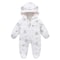 Autumn Winter Newborn Baby Footed Romper Warm Fleece Jumpsuit with Bear Ears Cute Star Cartoon Print One Piece Outfit