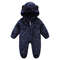 Autumn Winter Newborn Baby Footed Romper Warm Fleece Jumpsuit with Bear Ears Cute Star Cartoon Print One Piece Outfit