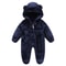 Autumn Winter Newborn Baby Footed Romper Warm Fleece Jumpsuit with Bear Ears Cute Star Cartoon Print One Piece Outfit