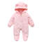 Autumn Winter Newborn Baby Footed Romper Warm Fleece Jumpsuit with Bear Ears Cute Star Cartoon Print One Piece Outfit