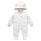 Autumn Winter Newborn Baby Footed Romper Warm Fleece Jumpsuit with Bear Ears Cute Star Cartoon Print One Piece Outfit
