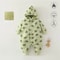 Warm Cotton Newborn Baby Romper Autumn Winter Double Wear Hooded Jumpsuit with Print, Long Sleeve Outfit Keeps Baby