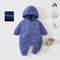 Warm Cotton Newborn Baby Romper Autumn Winter Double Wear Hooded Jumpsuit with Print, Long Sleeve Outfit Keeps Baby