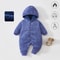 Warm Cotton Newborn Baby Romper Autumn Winter Double Wear Hooded Jumpsuit with Print, Long Sleeve Outfit Keeps Baby
