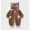 Warm Animal Print Hooded Romper Autumn Winter Newborn Baby Onesie Jumpsuit Outwear for Infant Boys Girls
