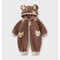 Warm Animal Print Hooded Romper Autumn Winter Newborn Baby Onesie Jumpsuit Outwear for Infant Boys Girls