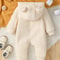 Cut Lovely Newborn Baby Girl Boy Fleece Jumpsuit Autumn Winter Solid Color, Long Sleeve Full Length Hooded Warm Romper
