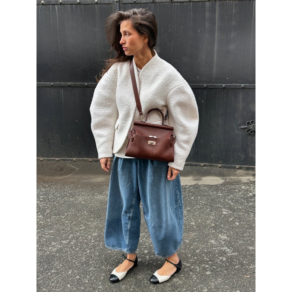 Elegant Plush V Neck Short White Coat Women Retro Casual Single Breasted Tweed Coats Female Autumn 2