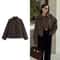 Wide Solid Colour Zip Tweed Jacket for Women, Fashion Commuter Lapel Long Sleeve Coat, Basic New Women Tops