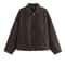 Wide Solid Colour Zip Tweed Jacket for Women, Fashion Commuter Lapel Long Sleeve Coat, Basic New Women Tops