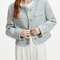 Autumn Office Lady Short Blue Wool Women Tweed Jackets Round Neck Temperament Coat Female Tweed Coa 5