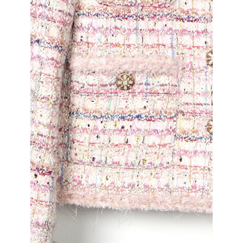 High Luxury Customized Romantic Tweed Braided Jacket Socialite Style Cherry Blossom Elegant Fashionable New Style