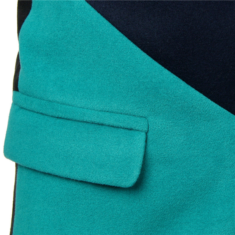 Fashion Brand Men Woolen Coat Winter Autumn Business Banquet Party Stitching Casual Trench Coat Stylish Outerwear