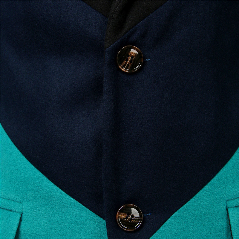 Fashion Brand Men Woolen Coat Winter Autumn Business Banquet Party Stitching Casual Trench Coat Stylish Outerwear