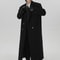Autumn Winter Extra Long Black Oversized Warm Wool Blends Coat Men Double Breasted Luxury Outerwear 2