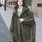 Autumn Winter Long Oversized Warm White Patchwork Plaid Wool Blends Trench Coats Women With Hood Ru 0