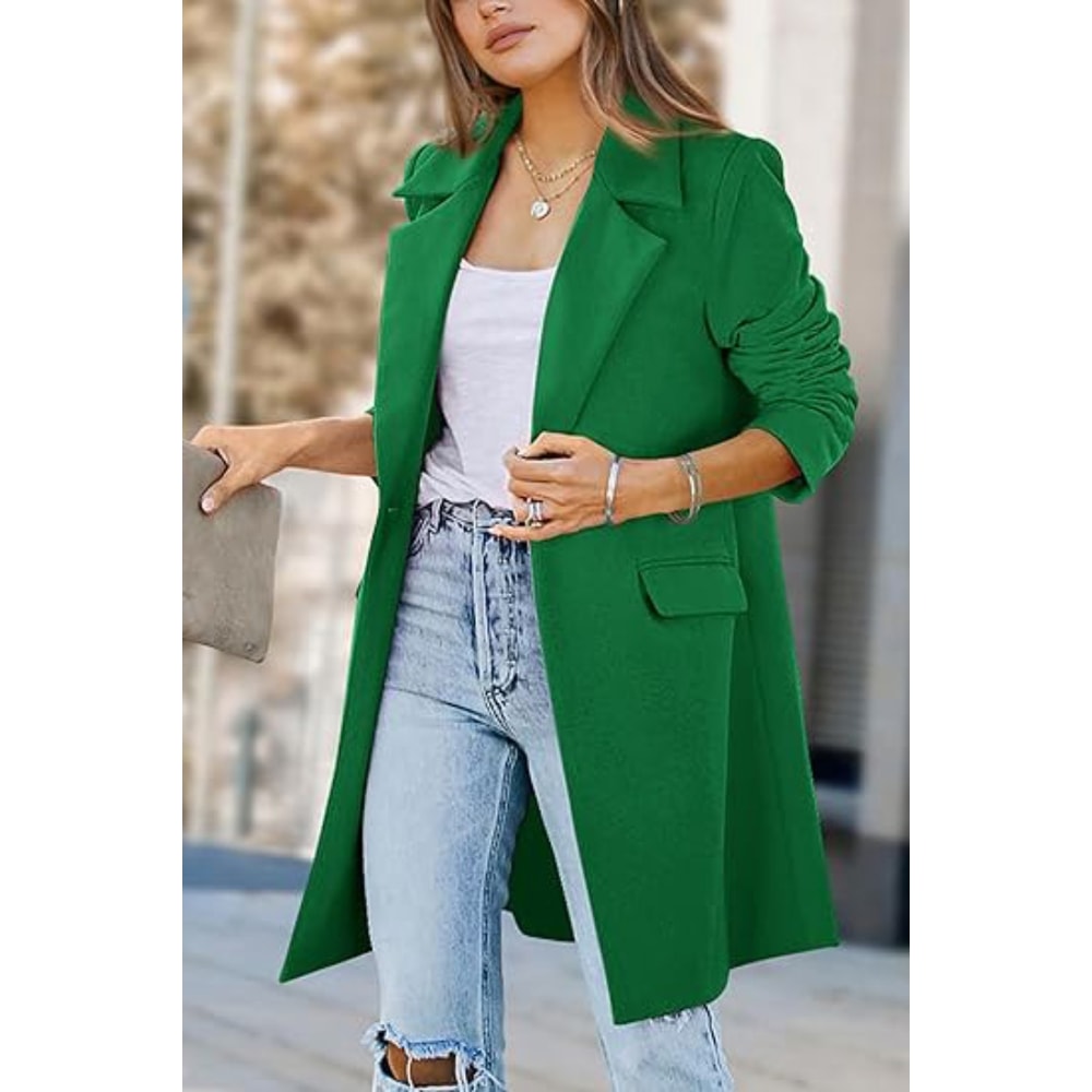 Long Women Double Breasted Winter Coat Outerwear Wool Blend Jacket Turn Down Collar Female Clothing, Chic Cold-Proof