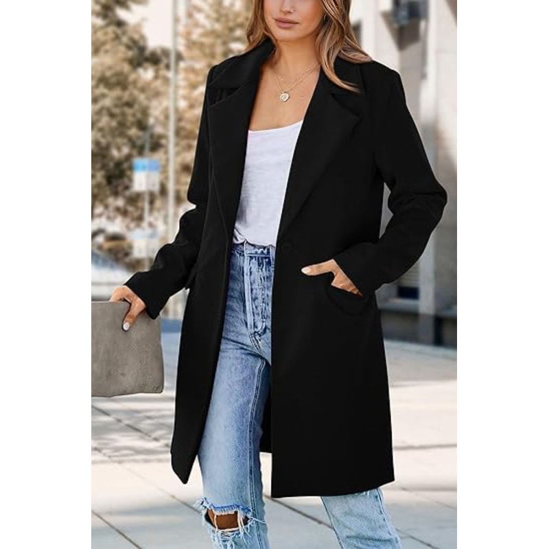 Long Women Double Breasted Winter Coat Outerwear Wool Blend Jacket Turn Down Collar Female Clothing, Chic Cold-Proof