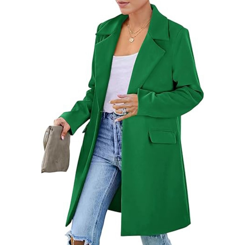 Long Women Double Breasted Winter Coat Outerwear Wool Blend Jacket Turn Down Collar Female Clothing, Chic Cold-Proof