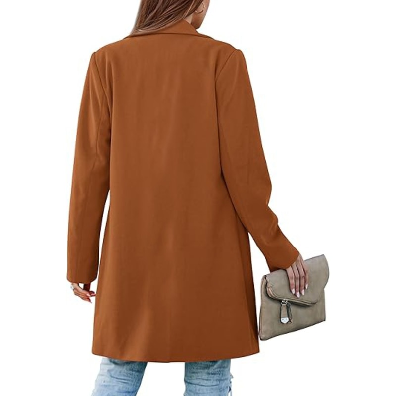 Long Women Double Breasted Winter Coat Outerwear Wool Blend Jacket Turn Down Collar Female Clothing, Chic Cold-Proof