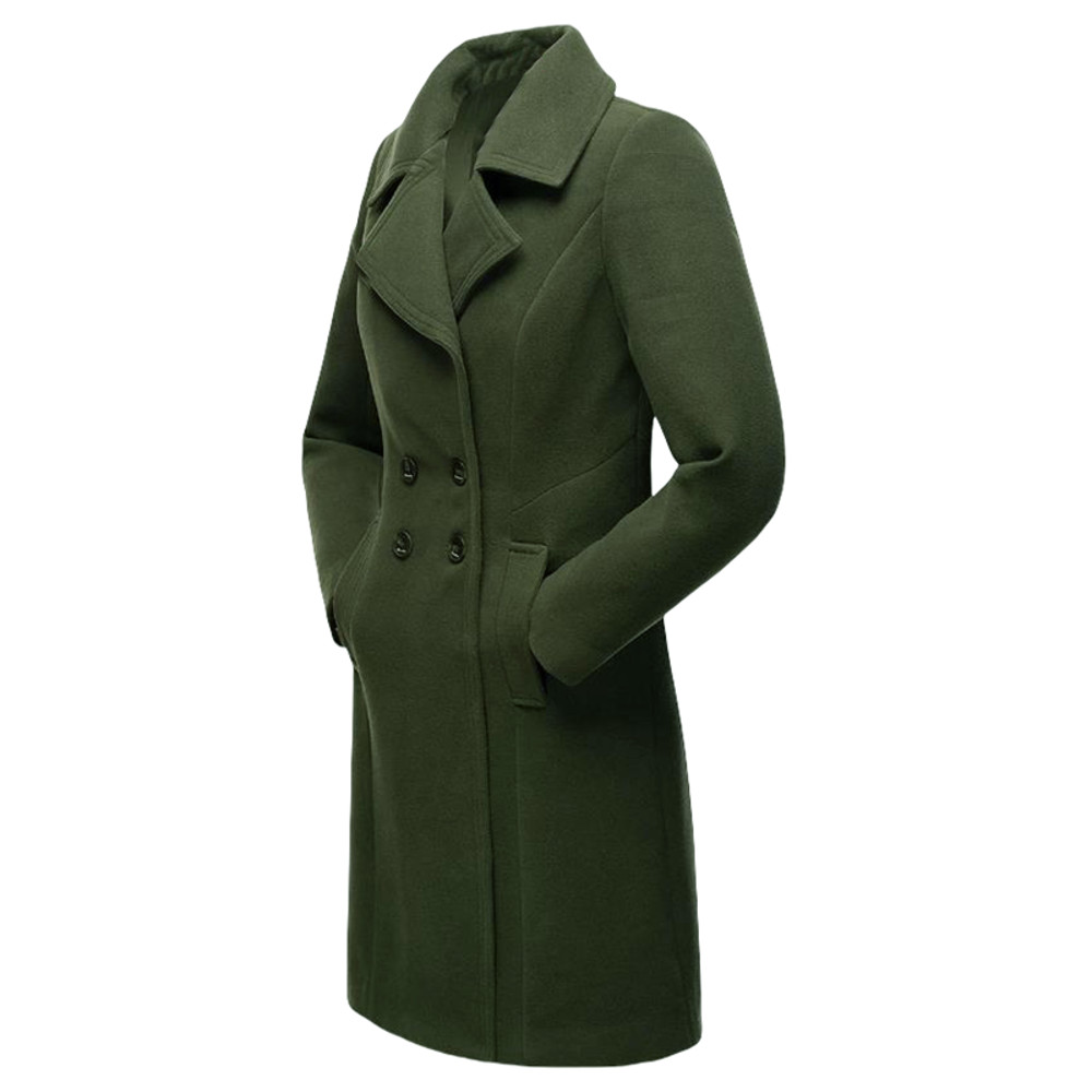 Winter Warm Wool Blend Lined Women Coat Double Breasted Turn-down Collar Coat Outerwears Female Coats Chic Overcoat