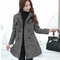 Winter Autumn New Women Wool Blend Coat Elegant Turtleneck Plaid Slim Long Tweed Woolen Outerwear F 1