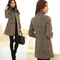 Winter Autumn New Women Wool Blend Coat Elegant Turtleneck Plaid Slim Long Tweed Woolen Outerwear F 2