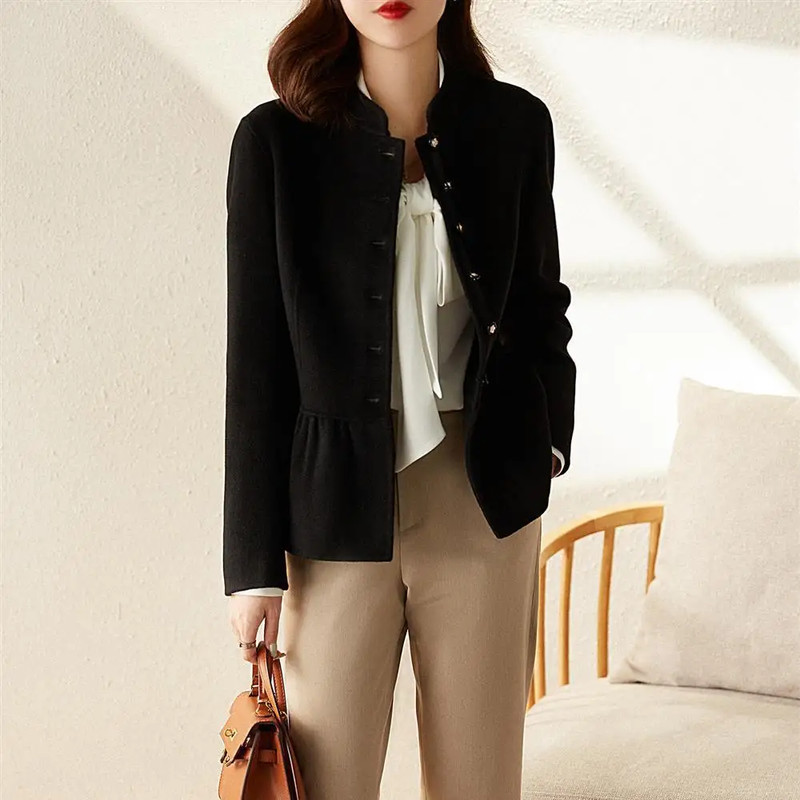 High Quality Women Wool Blends Coat Long Sleeve Ladies Jackets Slim Fit New In Half Short Medium Hot Luxury Elegant