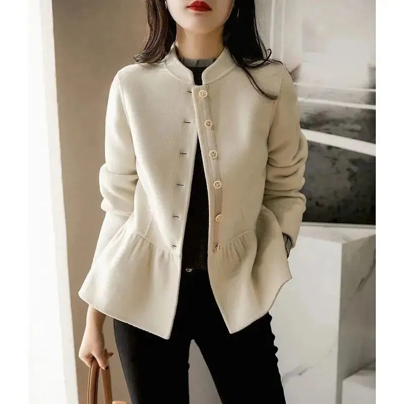 High Quality Women Wool Blends Coat Long Sleeve Ladies Jackets Slim Fit New In Half Short Medium Hot Luxury Elegant