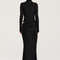Turtleneck Satin Hollow Out Zipper Maxi Dress Women Black Patchwork Long Sleeve Slim Elegant Party Evening Dress Sexy