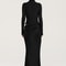Turtleneck Satin Hollow Out Zipper Maxi Dress Women Black Patchwork Long Sleeve Slim Elegant Party Evening Dress Sexy