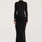 Turtleneck Satin Hollow Out Zipper Maxi Dress Women Black Patchwork Long Sleeve Slim Elegant Party Evening Dress Sexy