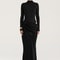 Turtleneck Satin Hollow Out Zipper Maxi Dress Women Black Patchwork Long Sleeve Slim Elegant Party Evening Dress Sexy