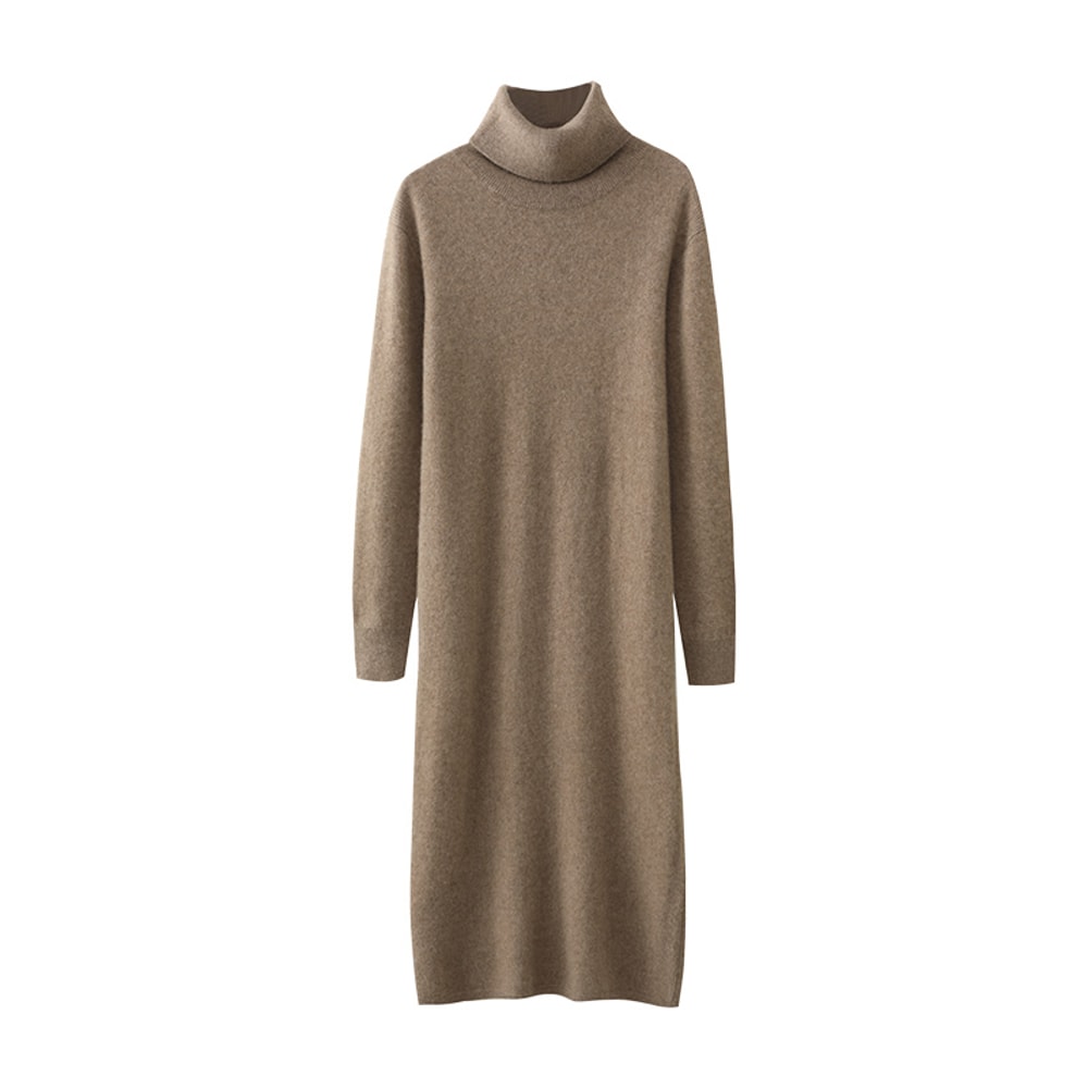 Autumn Winter Women Wool Sweater Dress Pullovers Turtleneck Straight Skirts Cashmere Versatile Merino Knitwear Dress