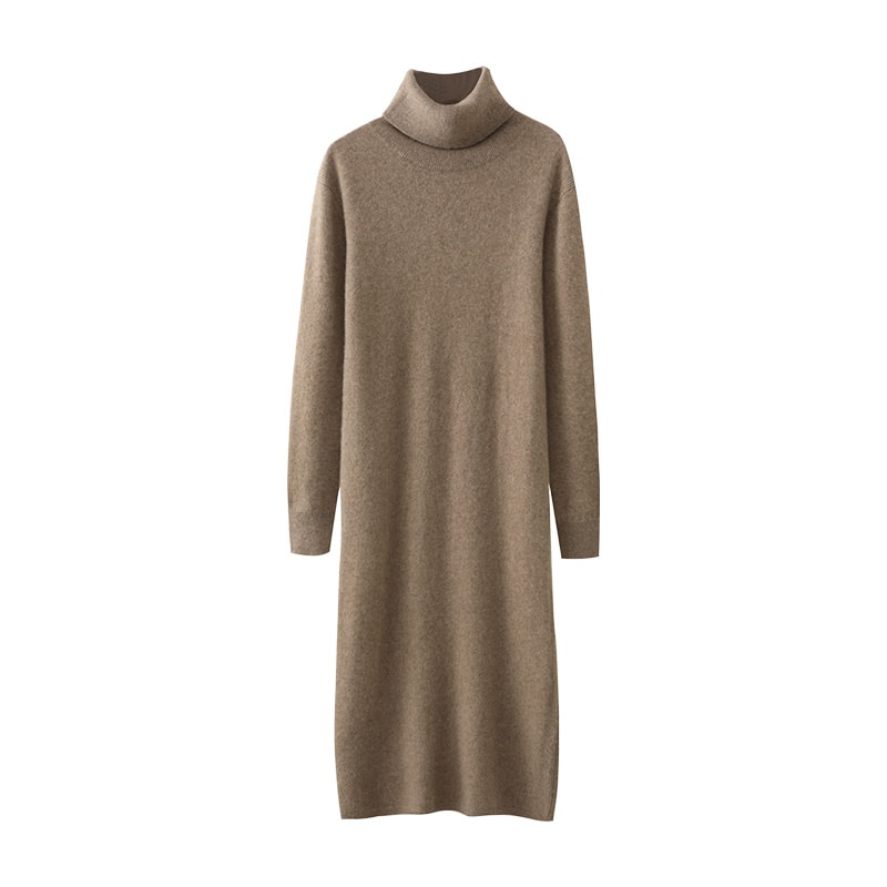 Autumn Winter Women Wool Sweater Dress Pullovers Turtleneck Straight Skirts Cashmere Versatile Merino Knitwear Dress