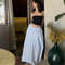 Ruffle Long Skirt for Women, Flowy A-Line Tiered Maxi Midi Skirt, Elastic Waist Drawstring Summer Vacation Beachwear